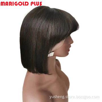 Short Bob Wig women Vendors Brazilian Remy Hair Straight Pre Plucked Black Brown Wig Human Hair Lace Front Wigs
